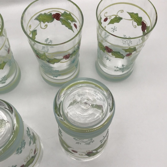 Vintage Christmas Painted/Decorated Clear Glass 16 oz. Tumbler’s—Total of 5 - Picture 5 of 9